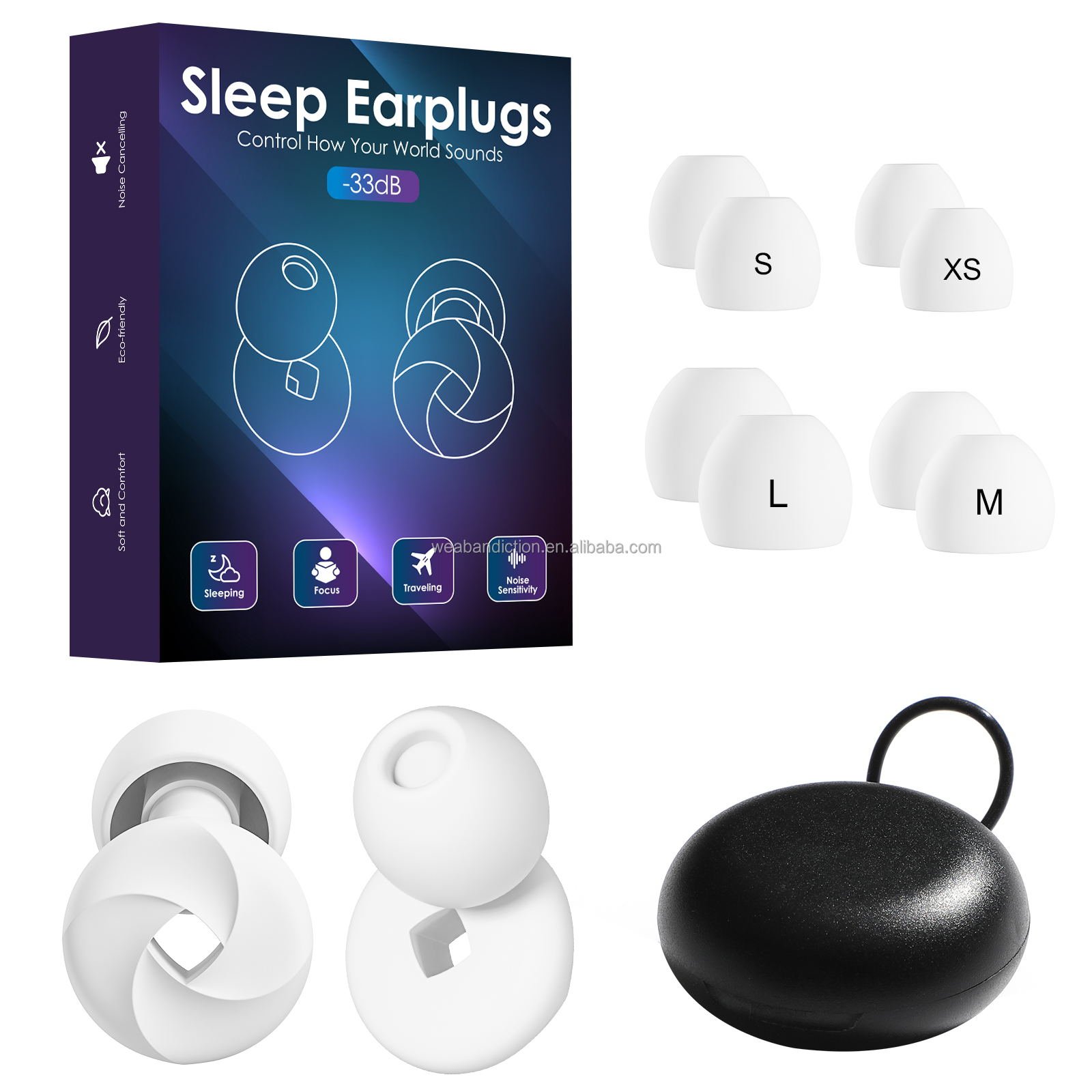 4 size Ear Plugs Water Proof Noise Cancelling Hearing Protection Ear Tunnel Plug Ear Plugs for sleeping