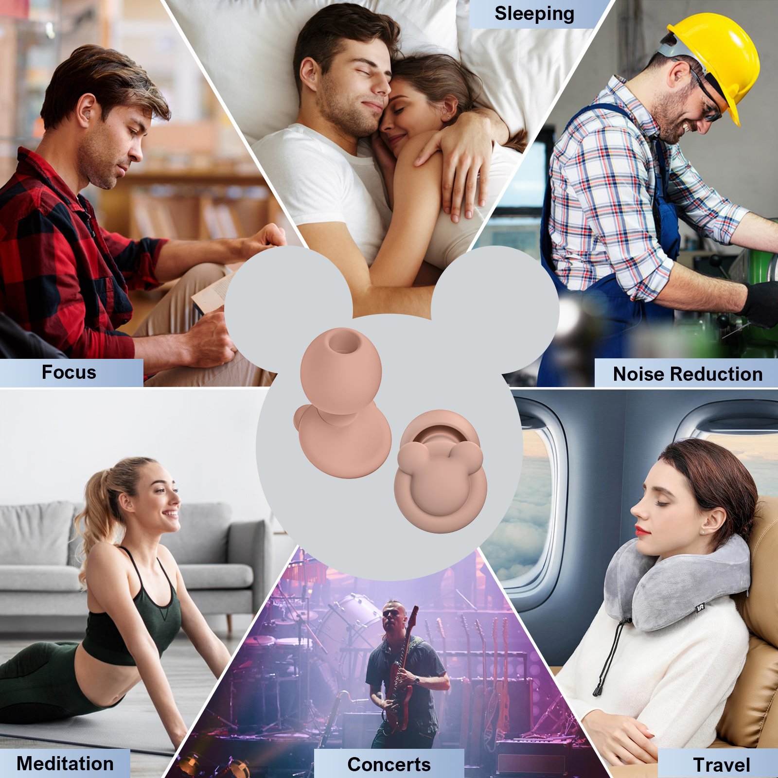 Ear plugs Soundproof Hearing Protection Sleeping Noise Cancelling Sleep Reusable Silicon Earrings Earplugs