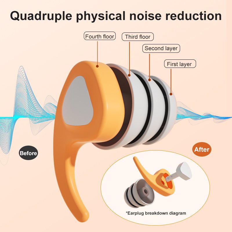 ES700 noise-insulating earplug hearing protection products quadruple physical noise reduction silicone earplugs earbuds