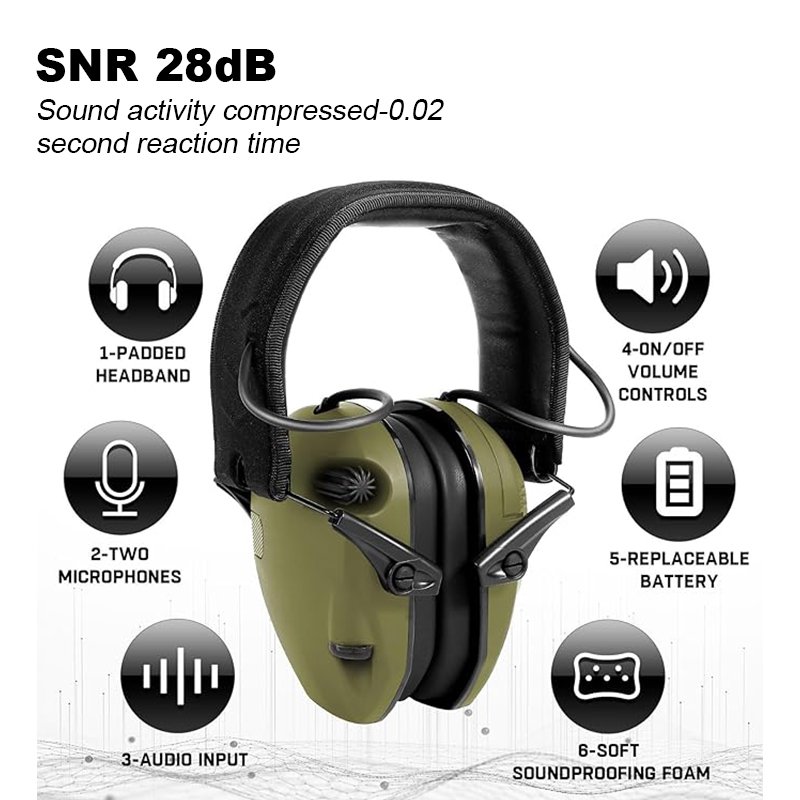 Electric Shooting Hearing Ear Protection Earmuff Electronic Shooting Cover Head Noices Protection Ear Muffs