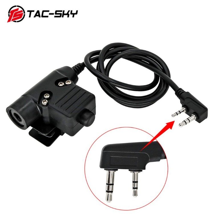 TS TAC-SKY COMTAC II Silicone Earmuffs Hearing Noise Reduction Pickup Tactical Headset & U94 PTT Adapter