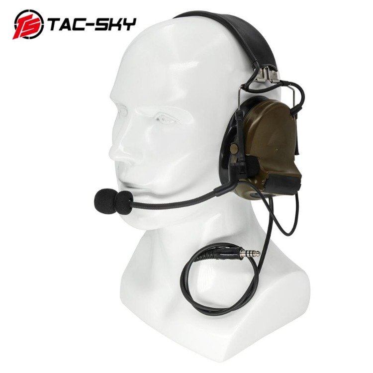 TS TAC-SKY COMTAC II Silicone Earmuffs Hearing Noise Reduction Pickup Tactical Headset & U94 PTT Adapter