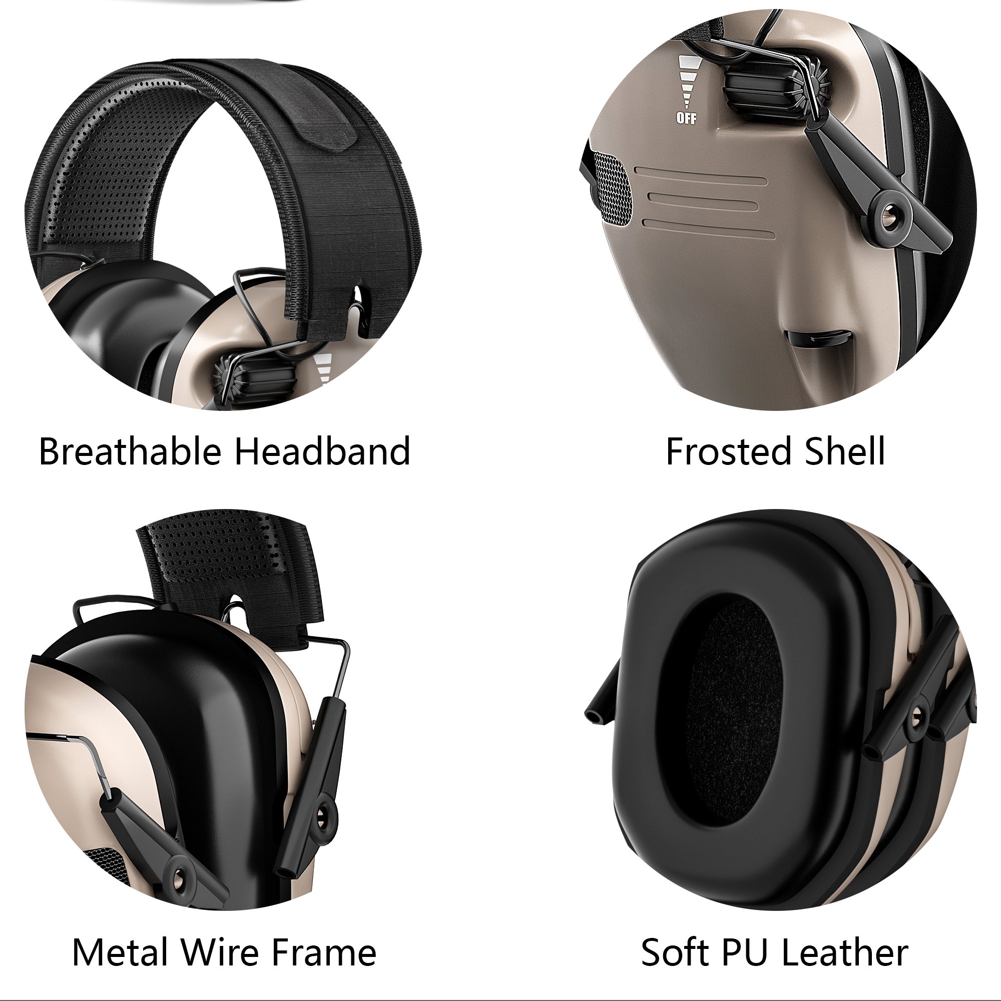 Electronic Hearing Protection Ear Defender Comfortable Shooting Electronic Earmuffs Noise Cancelling Ear Muffs