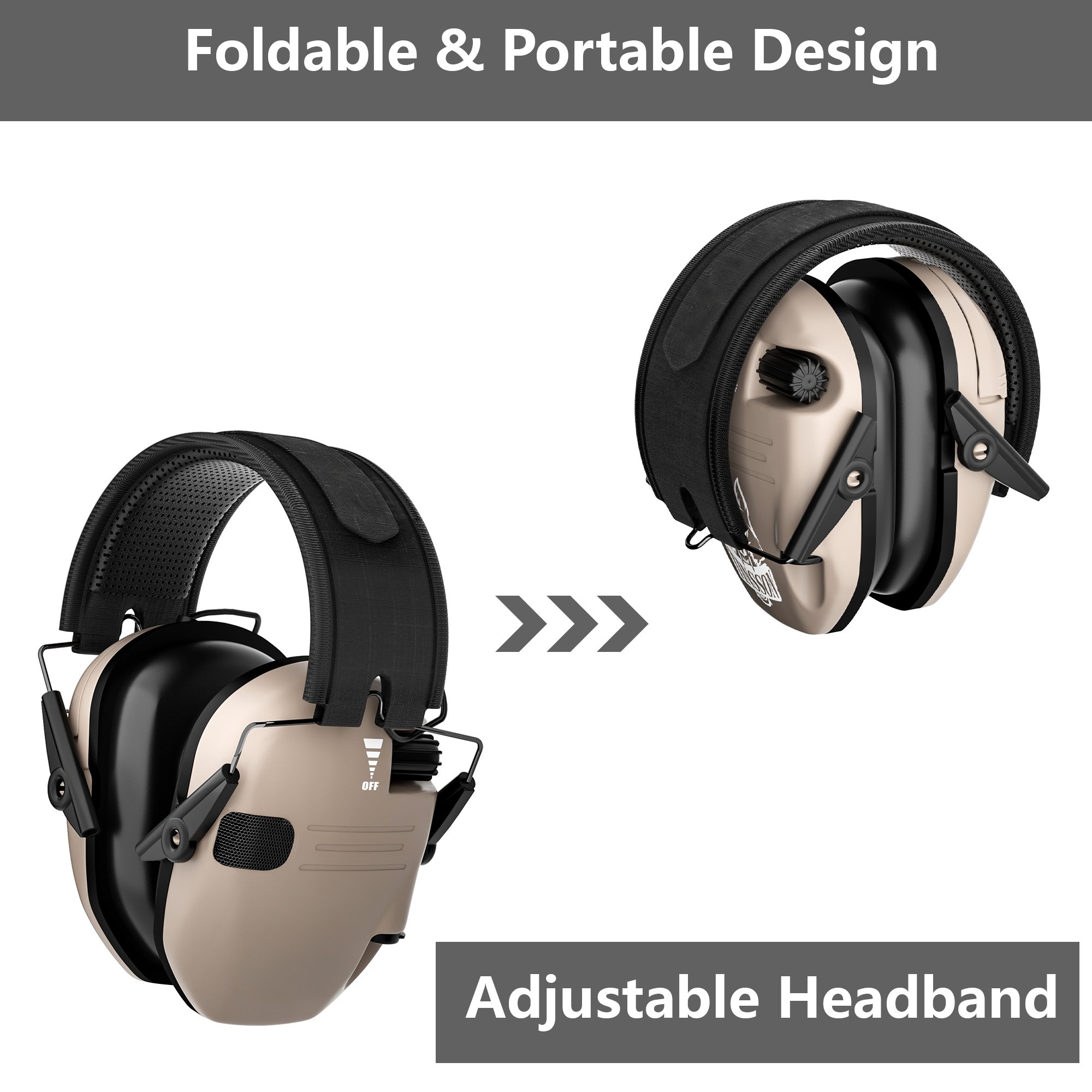 Electronic Hearing Protection Ear Defender Comfortable Shooting Electronic Earmuffs Noise Cancelling Ear Muffs