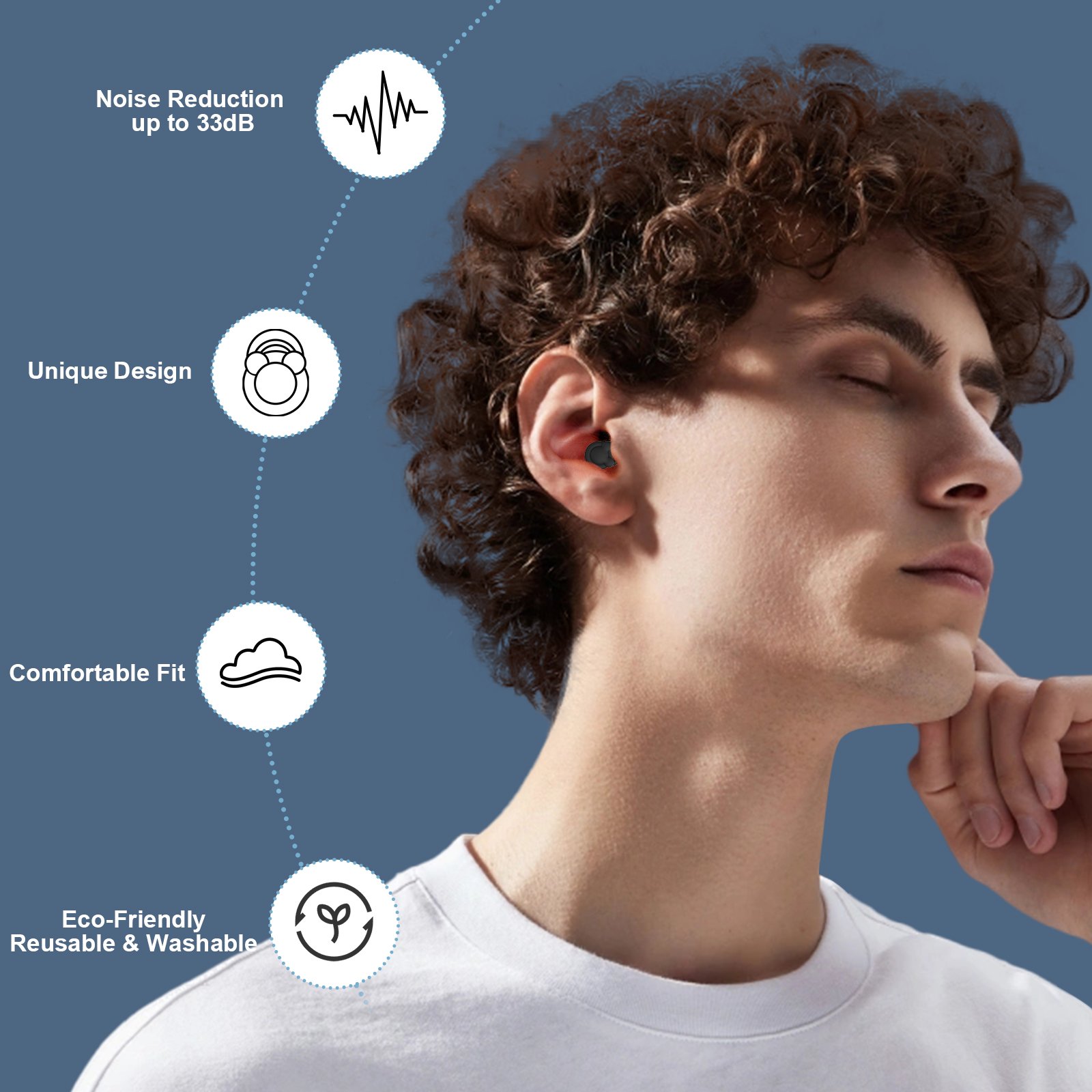 Noise Reduction EarPlugs Silicone Reusable Ear Plugs for Sleeping Swimming, Studying Noise Cancelling Hearing Protection Black