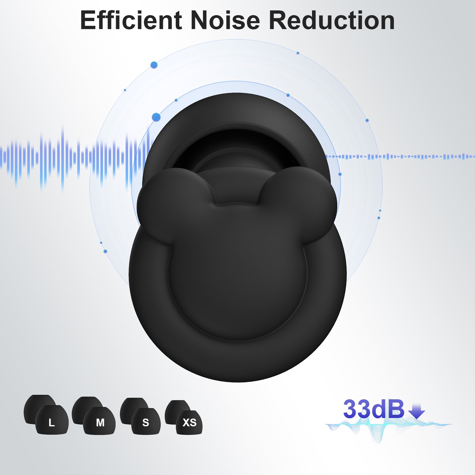 Noise Reduction EarPlugs Silicone Reusable Ear Plugs for Sleeping Swimming, Studying Noise Cancelling Hearing Protection Black