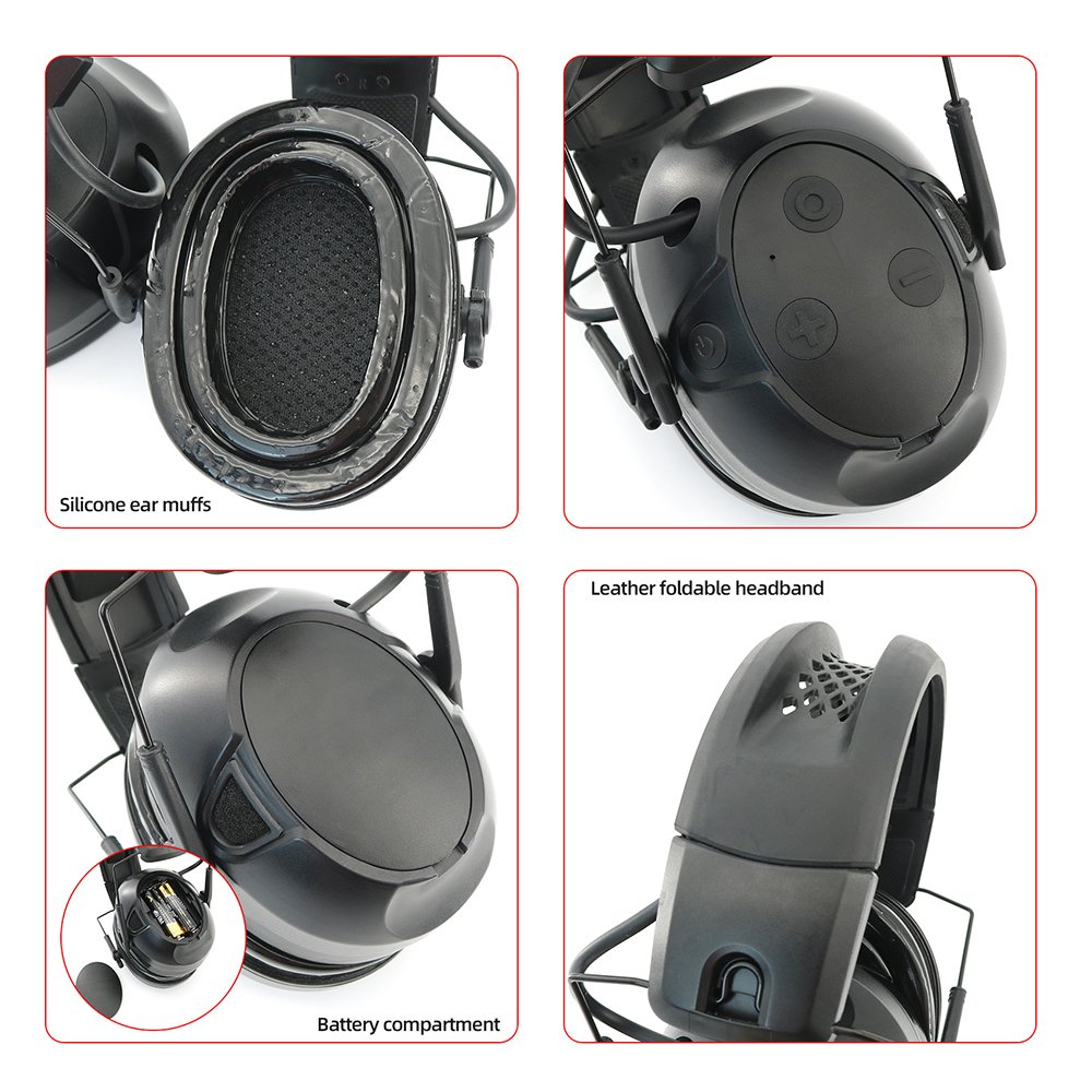 Tactical Bluetooth Noise Canceling Pickup Hearing Protection Hunting Electronic Shooting Silicone Ear Muffs Tactical Headset