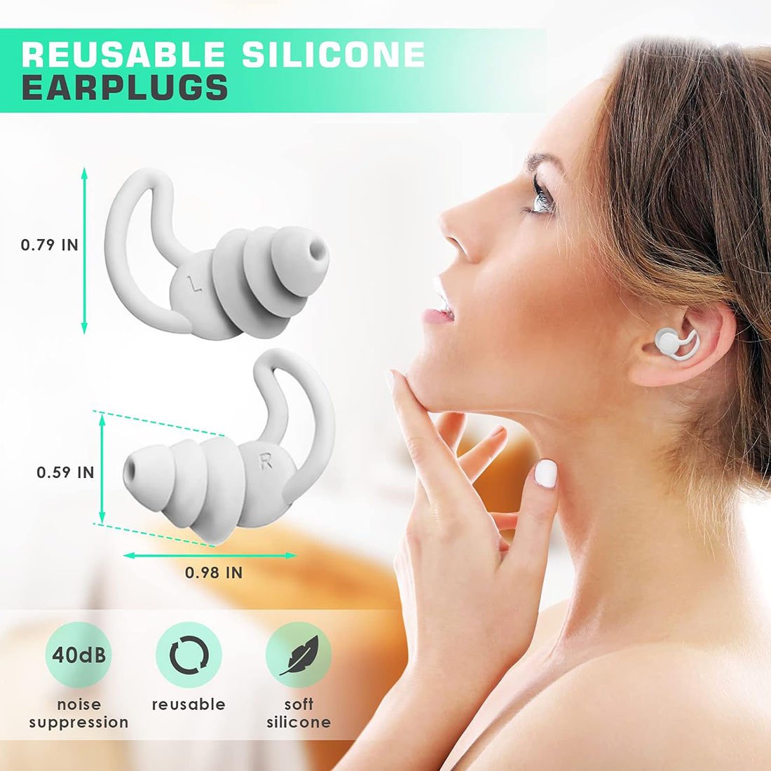 Hearing Protection Travel Ear Plugs Noise Cancelling Earbuds for Sleeping Swimming Concentrating