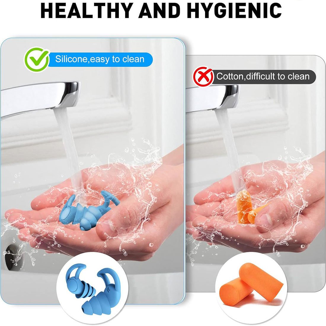 Hearing Protection Travel Ear Plugs Noise Cancelling Earbuds for Sleeping Swimming Concentrating