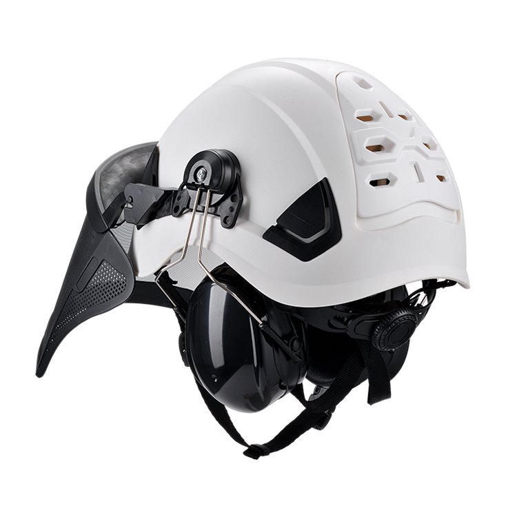 Full face type Sunscreen Forestry Head Protection safety helmet with Face Shield and Earmuffs