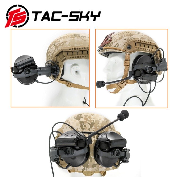 TS TAC-SKY COMTAC Tactical Headset COMTAC II Helmet ARC Rail Noise Reduction Pickup Electronic Ear Muffs Shooting Headset