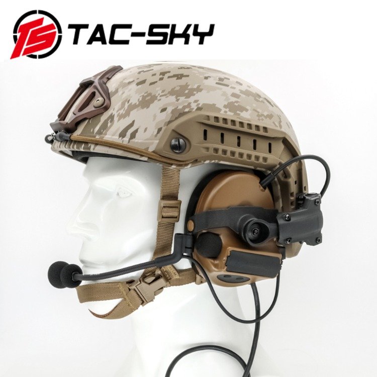 TS TAC-SKY COMTAC Tactical Headset COMTAC II Helmet ARC Rail Noise Reduction Pickup Electronic Ear Muffs Shooting Headset