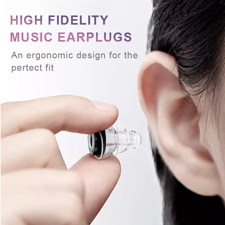 Custom Logo High Fidelity Silicon Earplugs Noise Cancelling Travel Filter Concert Safety Earplug Set Hearing Protection Logo