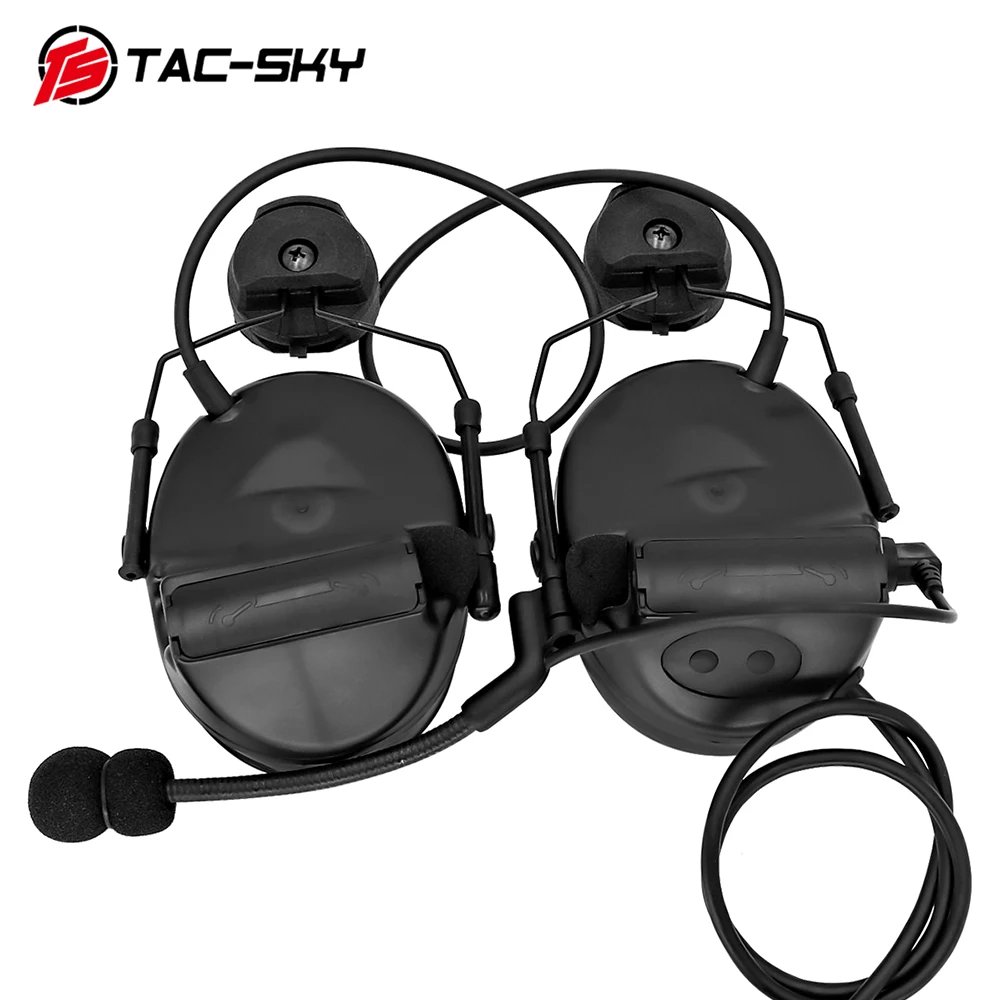 TS TAC-SKY Tactical Helmet COMTAC II Electronic Shooting Earmuffs & U94 PTT Adapter Compatible with Baofeng Walkie Talkies