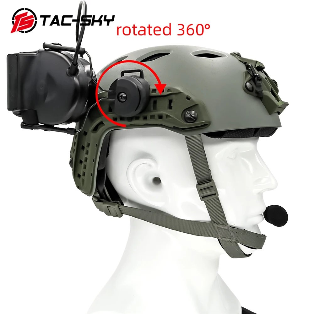 TS TAC-SKY Tactical Helmet COMTAC II Electronic Shooting Earmuffs & U94 PTT Adapter Compatible with Baofeng Walkie Talkies