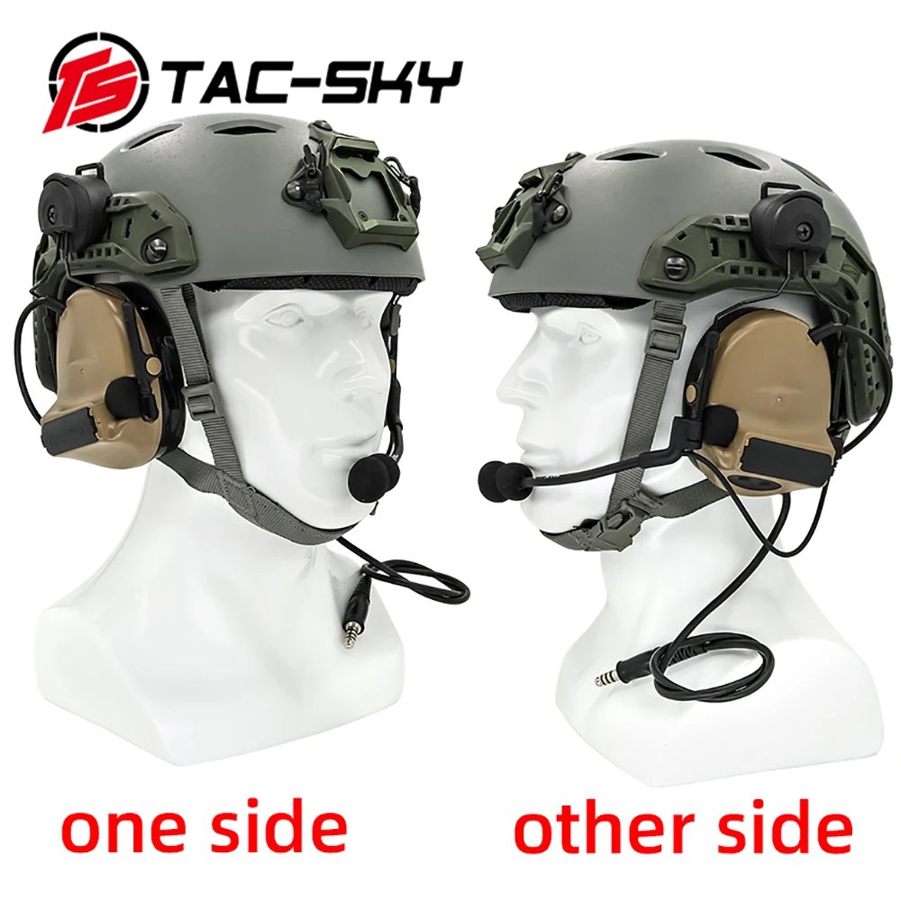 TS TAC-SKY Tactical Helmet COMTAC II Electronic Shooting Earmuffs & U94 PTT Adapter Compatible with Baofeng Walkie Talkies