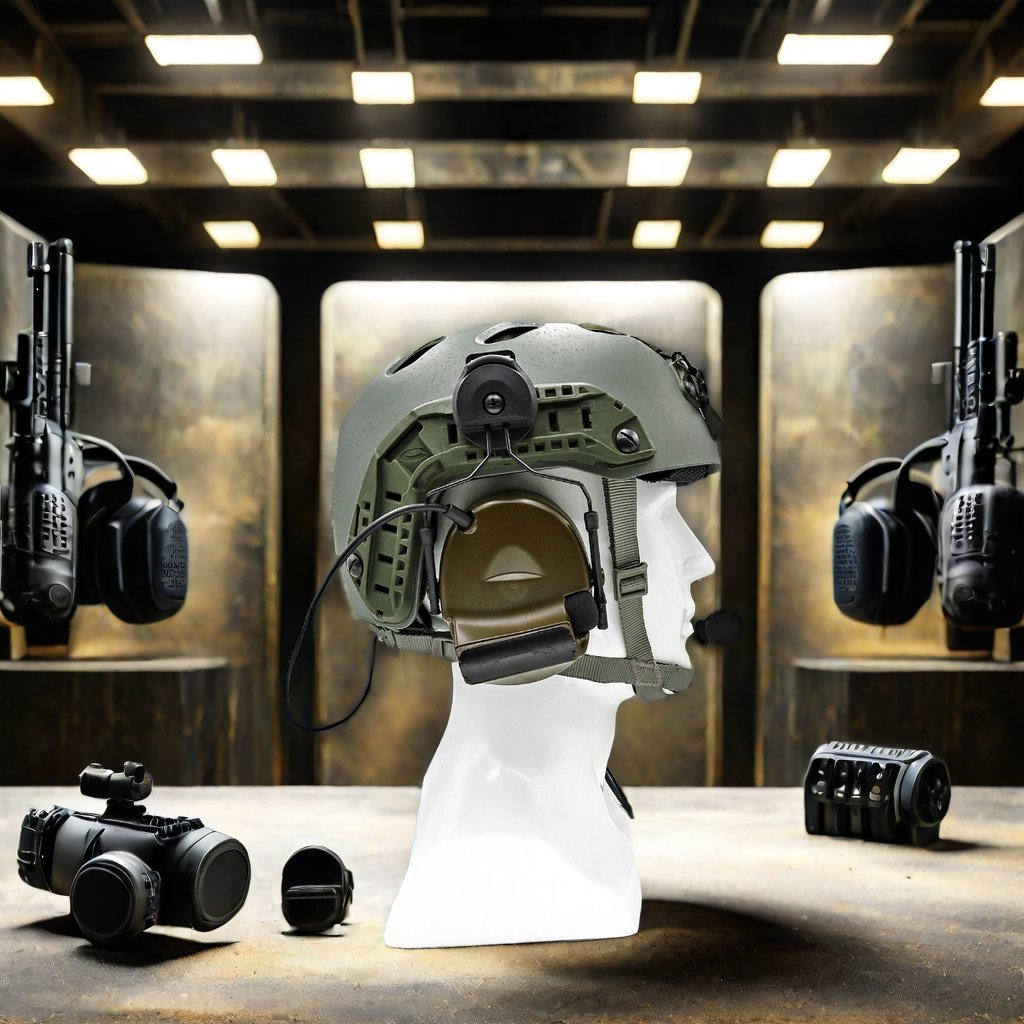 TS TAC-SKY Tactical Helmet COMTAC II Electronic Shooting Earmuffs & U94 PTT Adapter Compatible with Baofeng Walkie Talkies