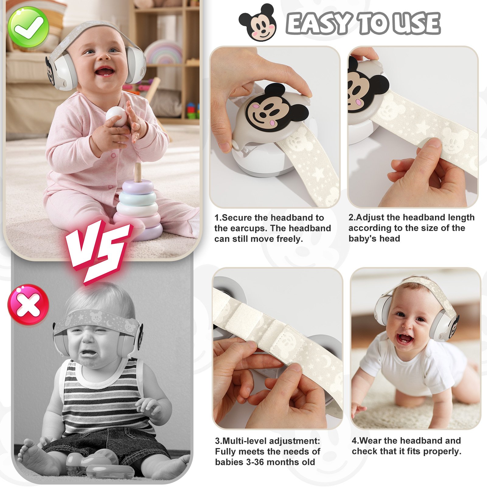 Customizable Soundproof Baby Ear Protection Cute Anti Noise Cancelling Reduction Muffs With Custom Logo cartoon For Earmuffs