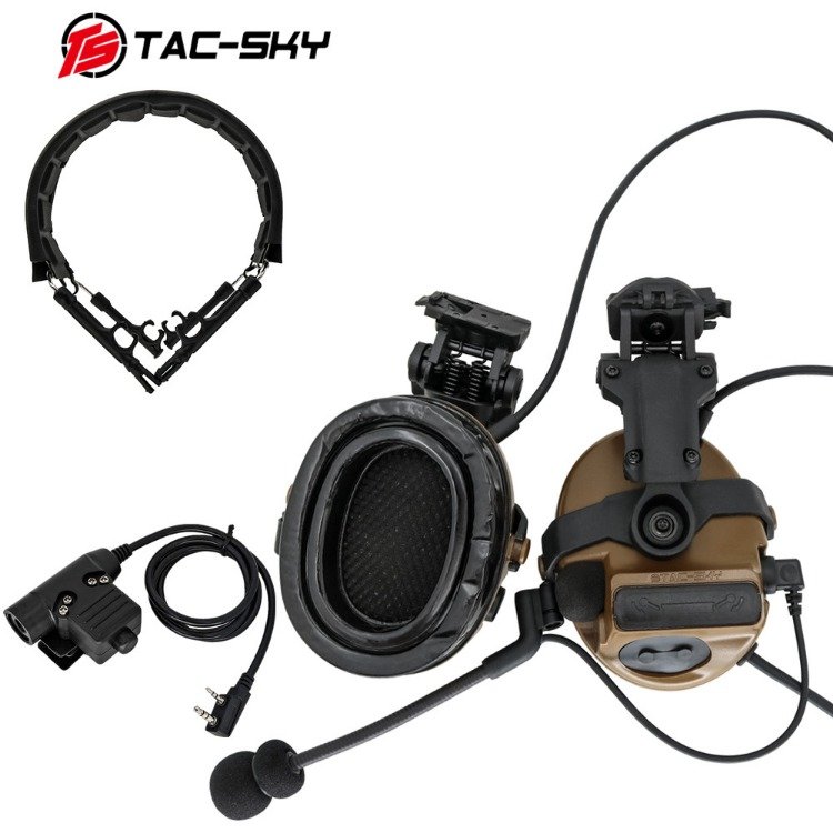 TAC-SKY New ARC Helmet Rail Adapter COMTAC III Electronic Earmuffs & U94 PTT Adapter &Replacement Headband C3 Tactical Headset