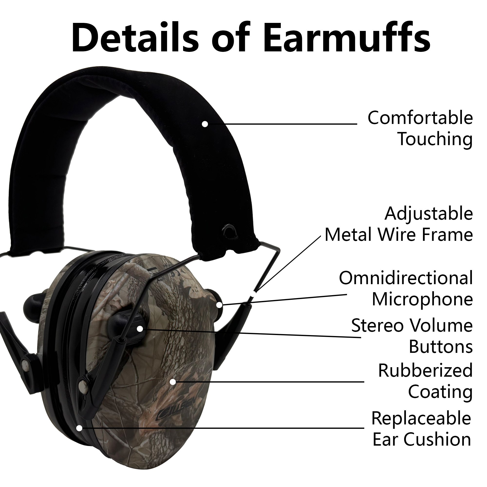 GS112P2CA-E Tactical Hunting Impact Sport Earmuffs Electronic Ear Defenders Compression Noise Cancelling Protection Earmuff
