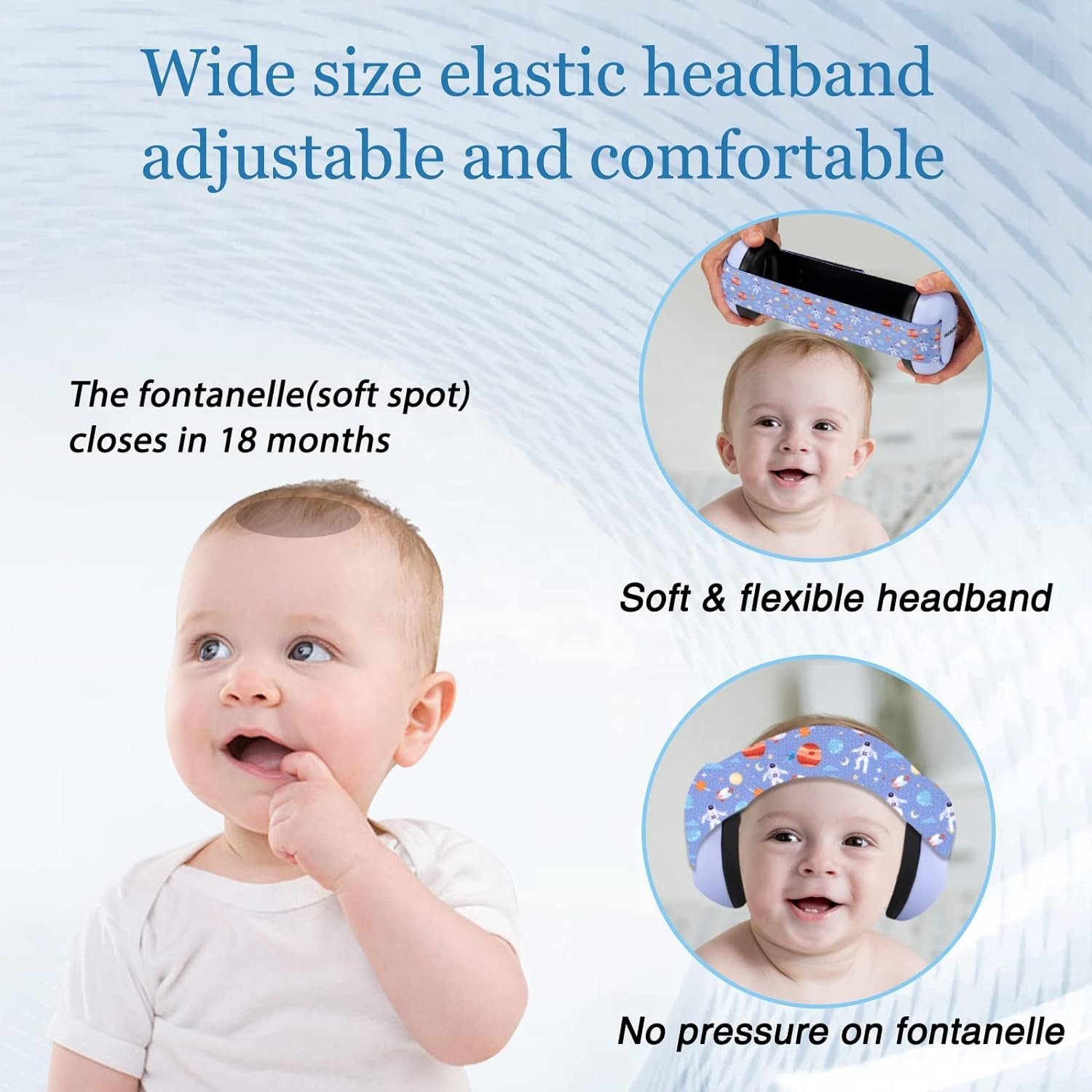 Infant Ear Protection Noise Cancelling Baby Ear Muffs, Toddler Hearing Protection with Adjustable Elastic Headband