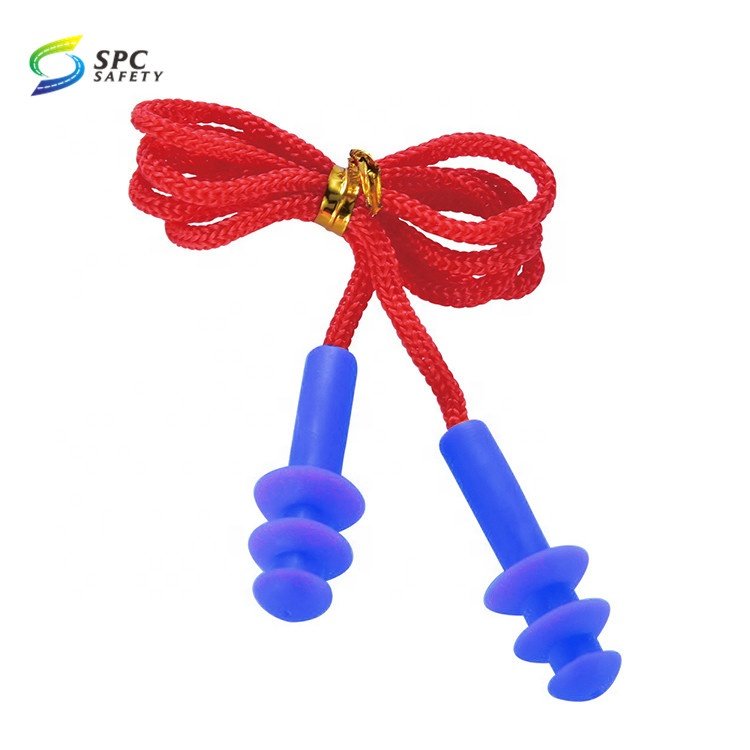 Customized Noise Cancelling Corded silicone ear plugs industrial ppe hearing protection safety earplugs with fabric string