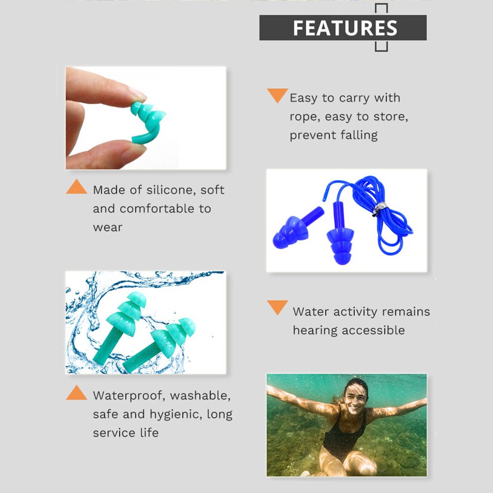 Premium Reusable Hearing Protection Swimming Silicone EarPlugs