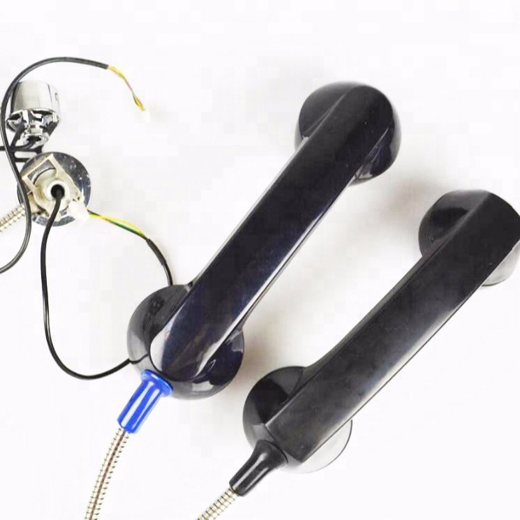 Black vintage 3.5mm phone handset Public phone box microphone speaker Hotel reception phone