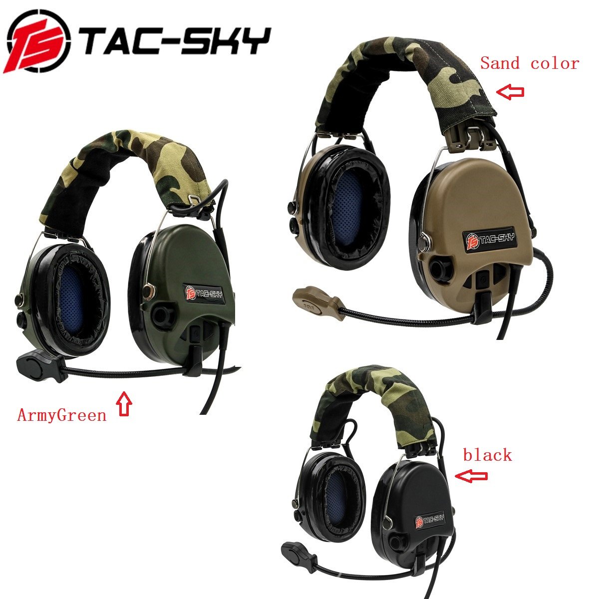 TS TAC-SKY Tactical Headset Sordin Hearing Protection Electronic Ear muffs Outdoor Hunting Walkie Talkie Sordin Shooting Headset