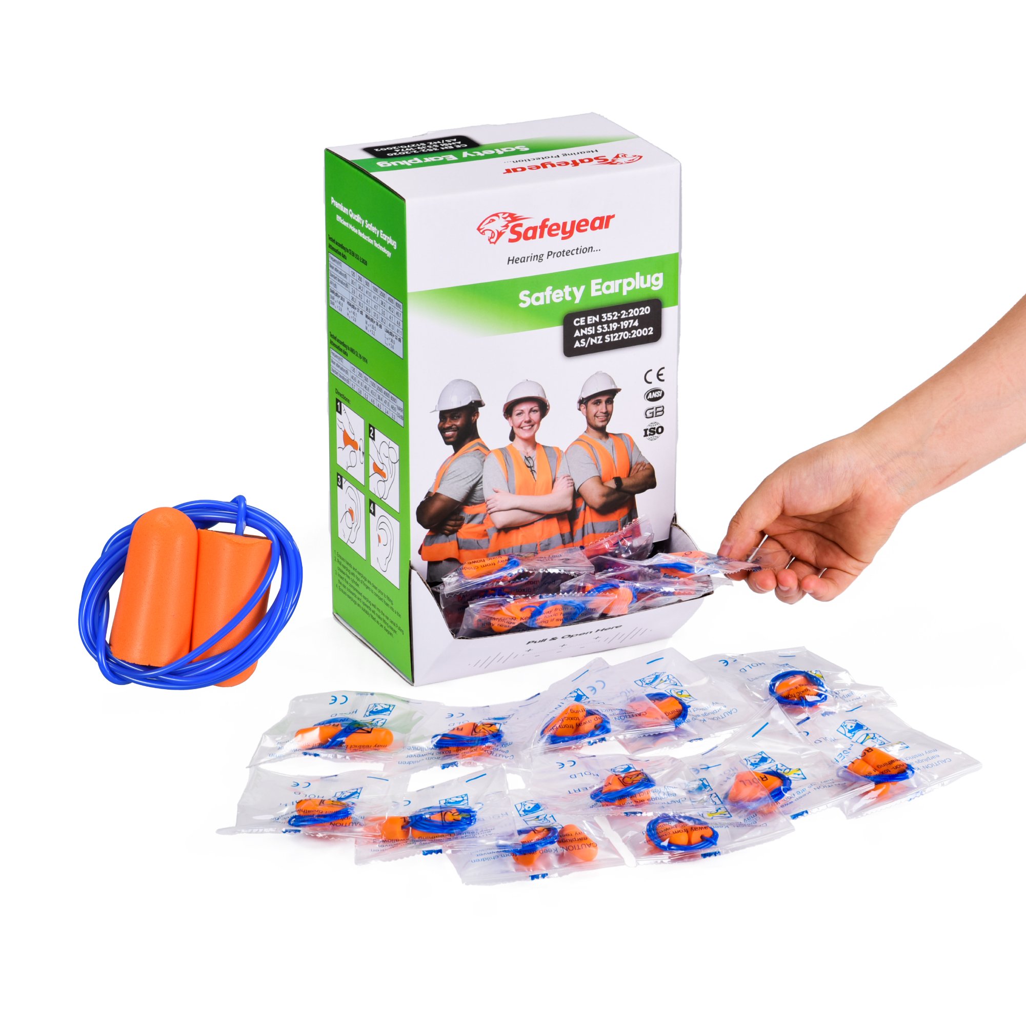 Safeyear Sound Insulation Disposable Earplugs, Noise Cancelling PU Ear Plugs With Strap Protector for Sleep, Shoot