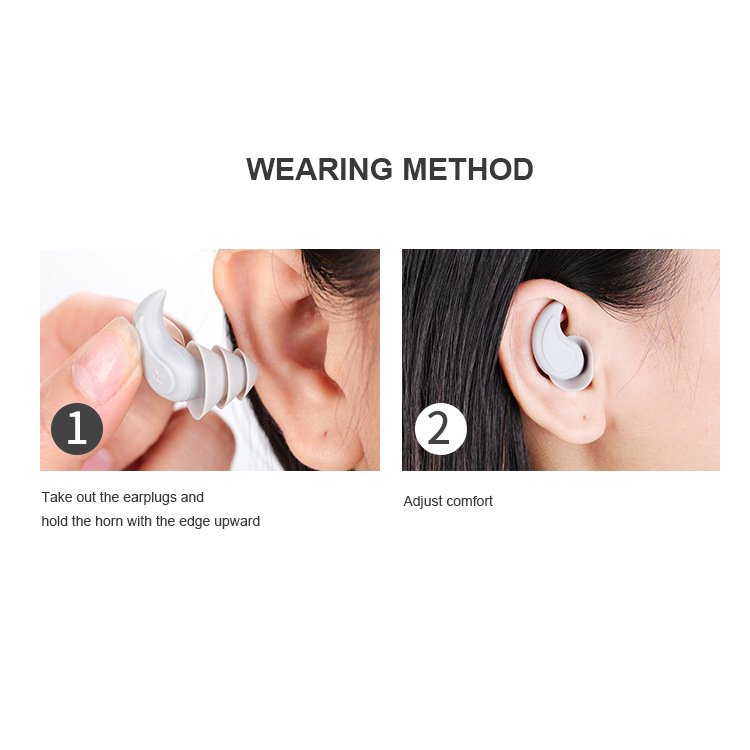Custom Logo Three Layers Silicone Ear Plugs Reusable Noise Cancelling & Hearing Protection Swimming Gear on Sale