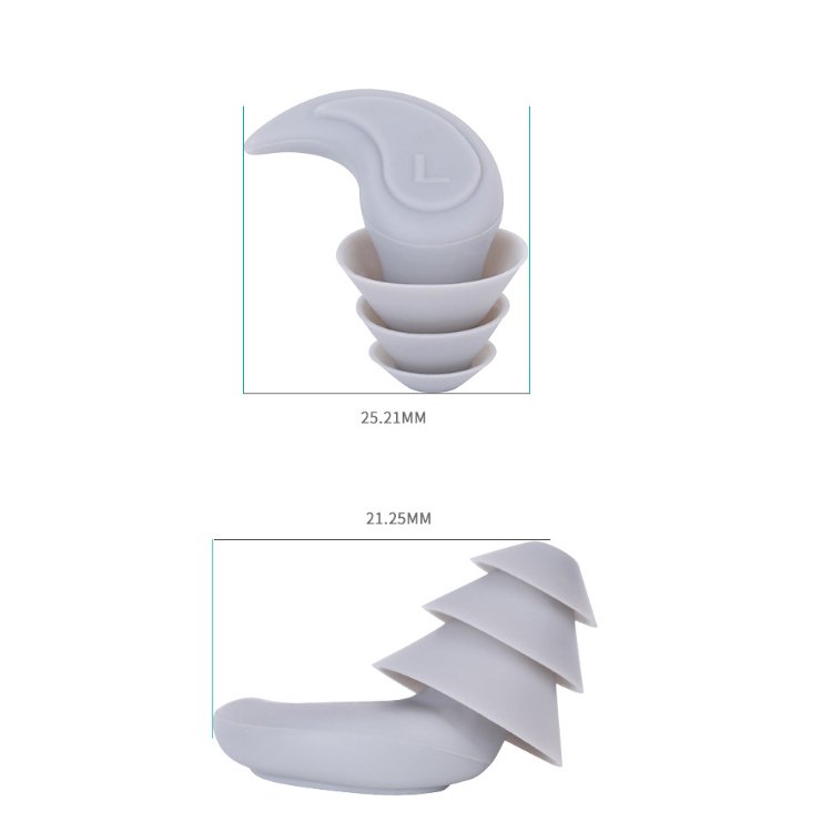 Custom Logo Three Layers Silicone Ear Plugs Reusable Noise Cancelling & Hearing Protection Swimming Gear on Sale