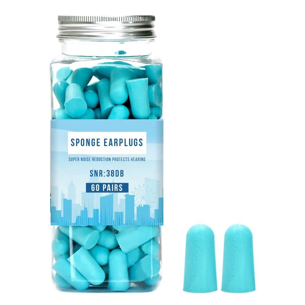 In ear earplug Sky Blue memory foam ear plugs highest SNR bearing 38dB same style manufacturer of M P O W