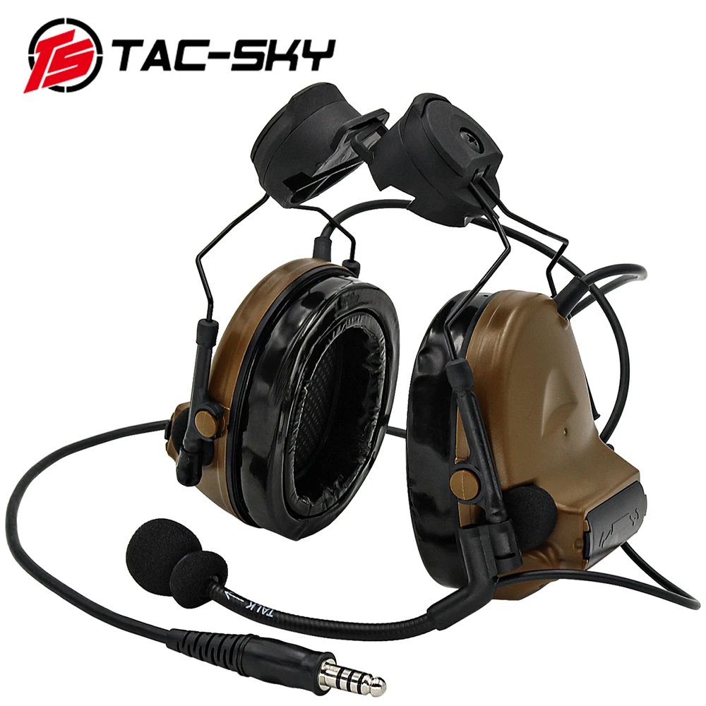 TS TAC-SKY Tactical Headset Electronic Shooting Ear Protection Safety Ear Muffs C2 COMTAC II Walkie Talkie PTT Headset