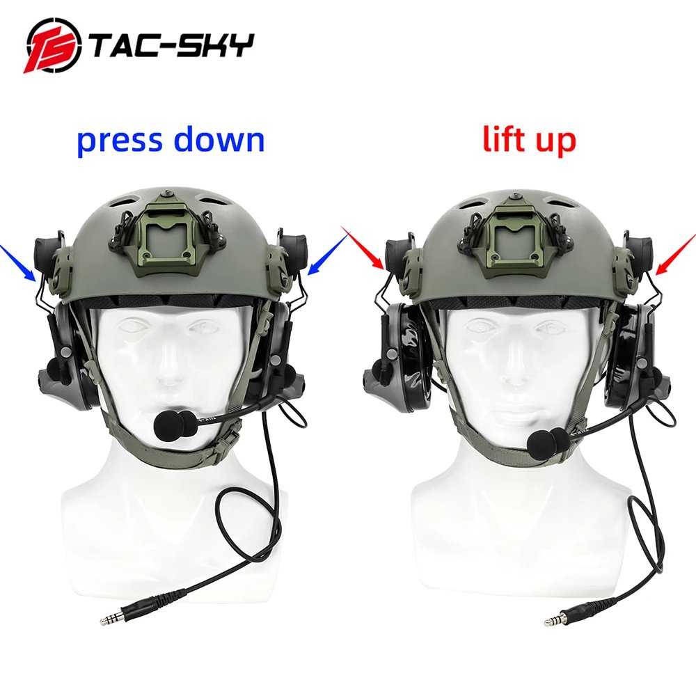 TS TAC-SKY Tactical Headset Electronic Shooting Ear Protection Safety Ear Muffs C2 COMTAC II Walkie Talkie PTT Headset