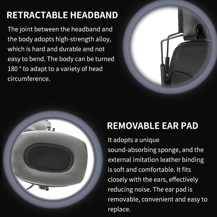 Custom ABS Material Electronic Earmuff Tactical Shooting Safety Hearing Protection Headset with Noise Reduction Feature