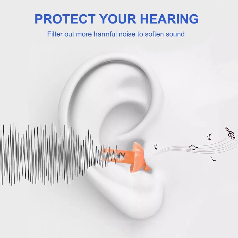 Hearing Protection 32dB Silicone Ear Plugs Noise Cancelling with Metal Case Reusable Silicone Earplugs