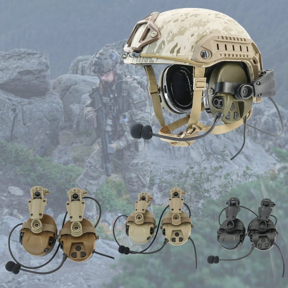 TS TAC-SKY Tactical Digital DSP H303 Modular Headset Hearing Protection Helmet ARC Track Mount Version Walkie Talkie PTT Headset