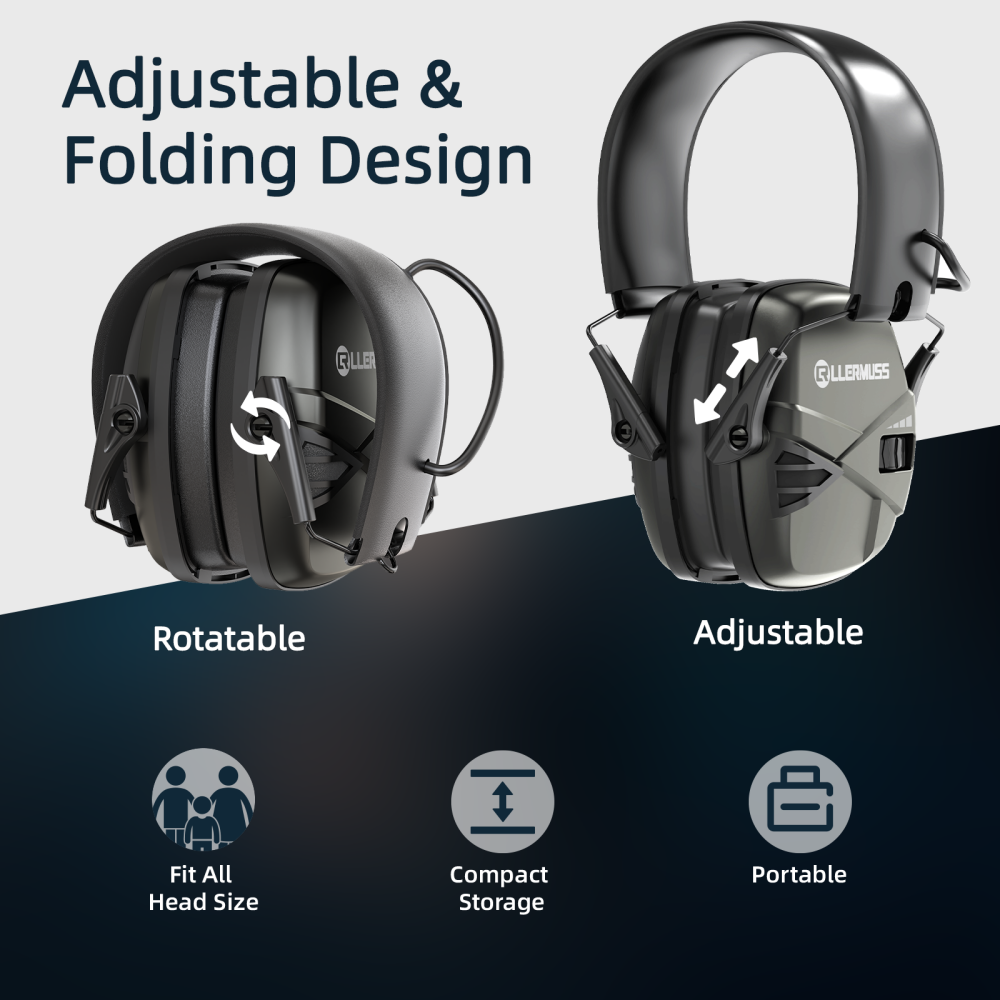 Electronic Active Noise Interceptor Folding Earmuff Hearing Protection Shooting Ear muffs for Gun Range Noise Reducing Earmuff
