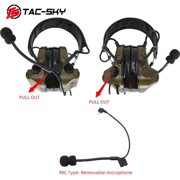 TS TAC-SKY Tactical Headset COMTAC II Electronic Shooting Noise Cancelling C2 Headset &U94 PTT for Shooting Hearing Protection
