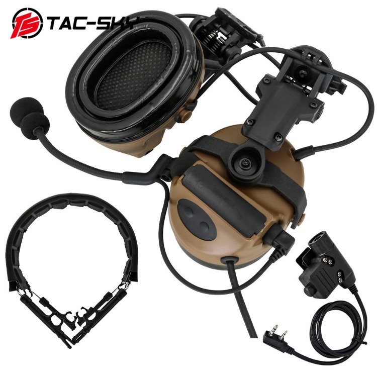 TS TAC-SKY Tactical Helmet ARC Rail Mount Version COMTAC II Headset & COMTAC Headband /U94 PTT For Hearing Protection
