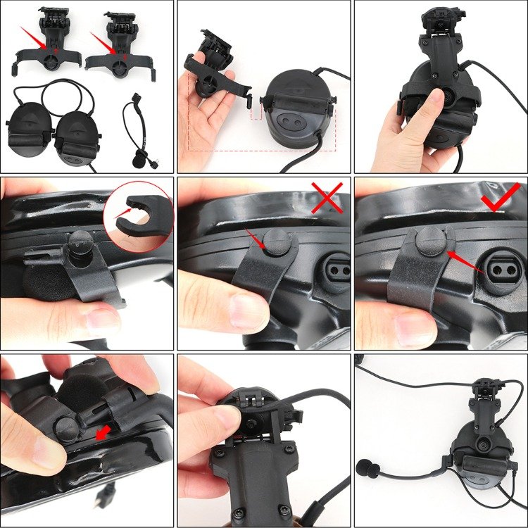 TS TAC-SKY Tactical Helmet ARC Rail Mount Version COMTAC II Headset & COMTAC Headband /U94 PTT For Hearing Protection