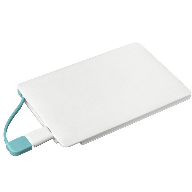 New style Unique 5000mAh Ultra Thin Slim Credit Card Mini Powerbanks Power Bank With Built In Usb Cable