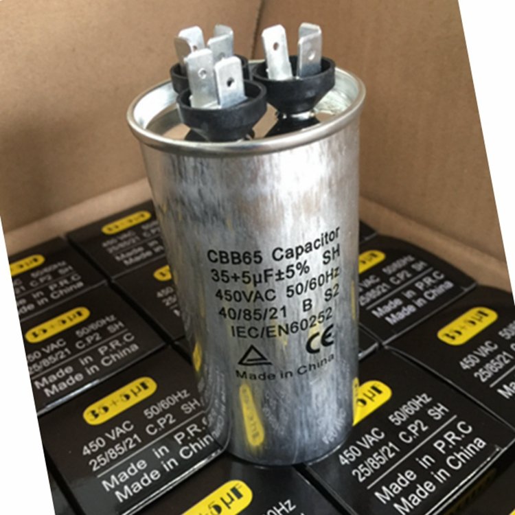 high Quality 60UF Aluminum Electrolytic Cbb65 AC dual Capacitor with factory Price