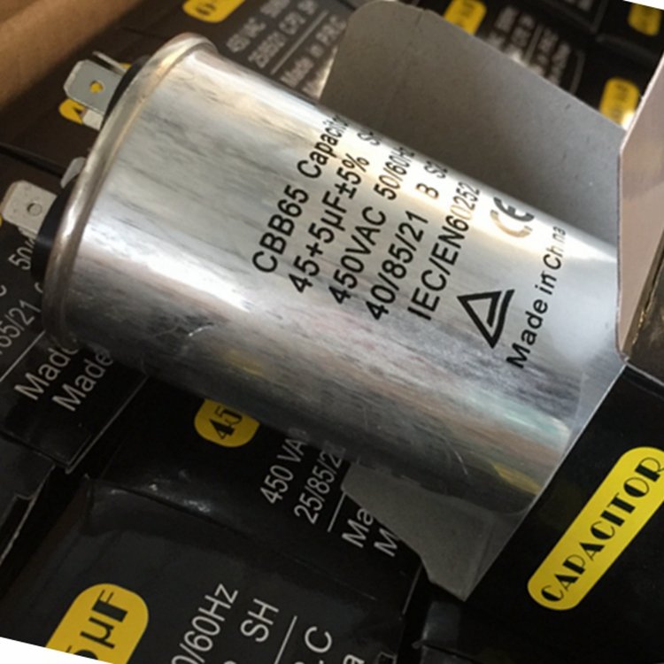 high Quality 60UF Aluminum Electrolytic Cbb65 AC dual Capacitor with factory Price
