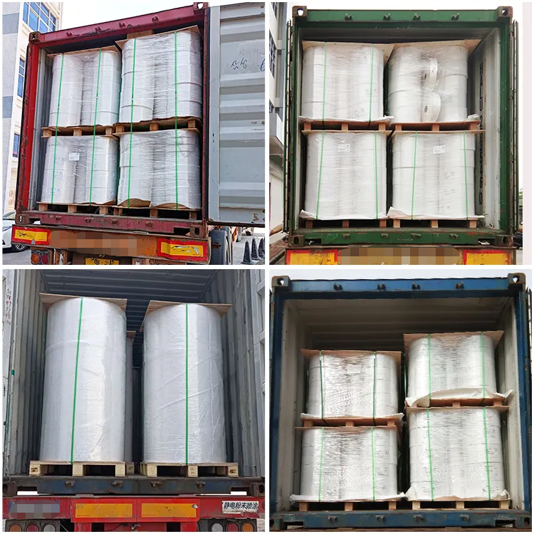 Semi gloss coated paper jumbo roll hot melt self adhesive paper rolls