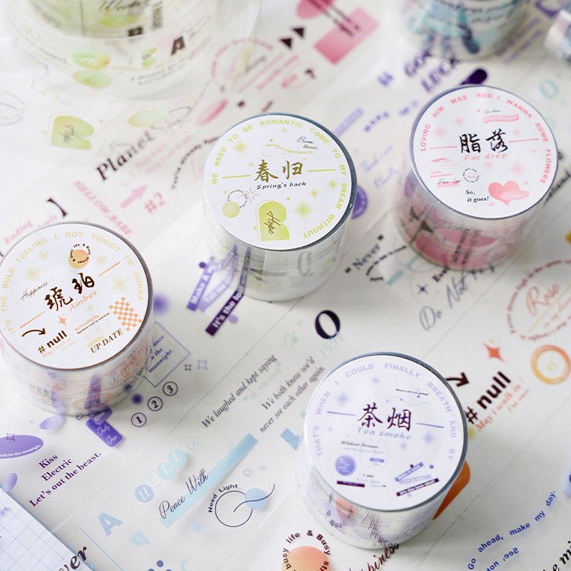 Wholesale PET Masking Tape Galaxy Painting Series 6 styles English Text Decoration Stickers Clear Tape