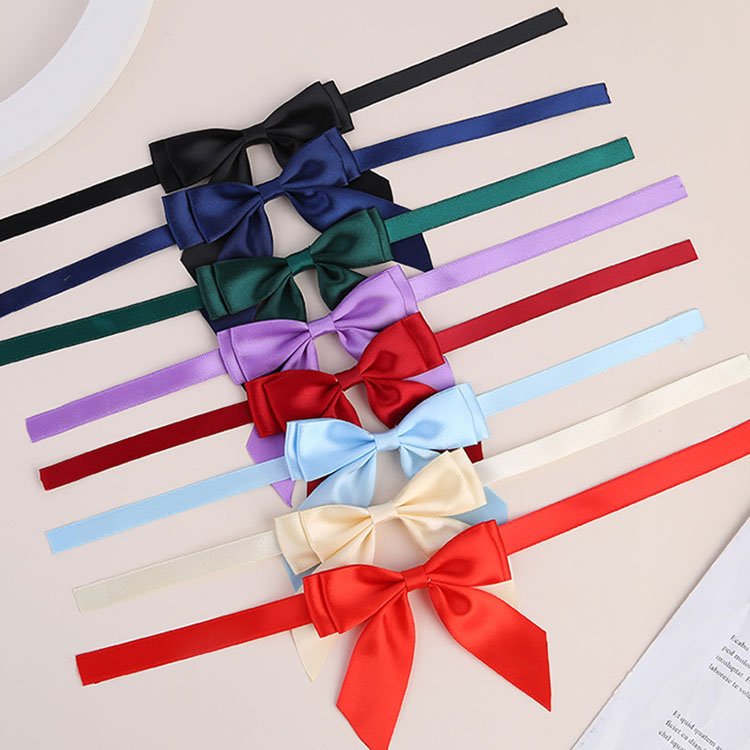 Changyuan company customized self adhesive bow gift wrapping pre-tied satin ribbon bow with band