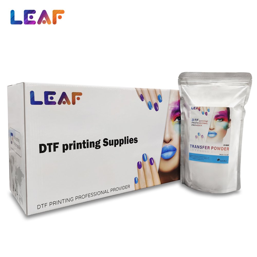 LEAF Wholesale 1KG Transfer PET Film DTF Powder Heat Transfer Hot Melt Adhesive Powder White DTF Powder For DTF Printing