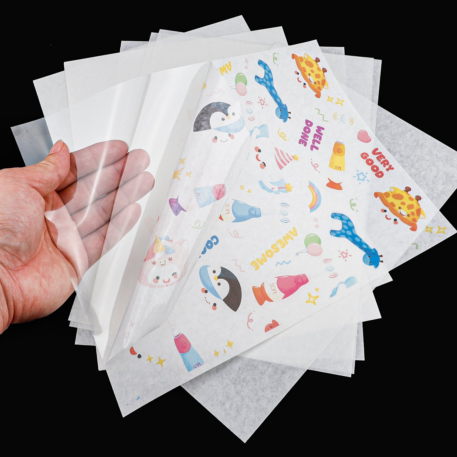 Inkjet Printable Adhesive A3 A4 Japanese Washi Frosted Matte Translucent Tracing Sticker Paper With Clear Plastic Backing